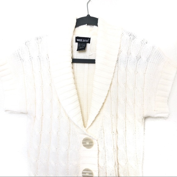 Wet Seal Cardigan Cable Knit Sweater Cream Size XL - Picture 2 of 8